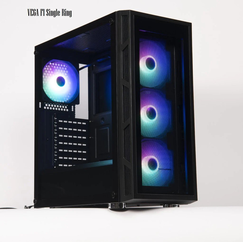Tecware Vega F1 TG Mid Tower ATX Case - Black - صندوق